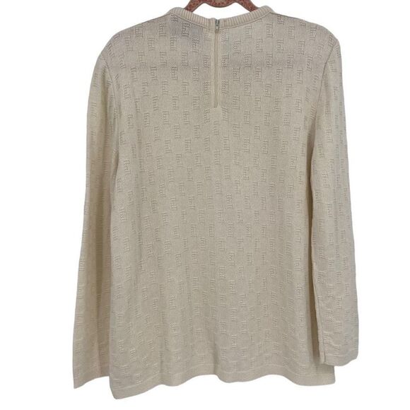Castleberry Vintage Zip Back Pullover Sweater Cream Size 16 - Picture 5 of 10